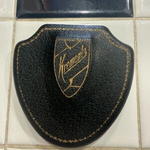 Vintage Krementz Black Tuxedo Cufflink Textured Case with Gold Logo Case Only